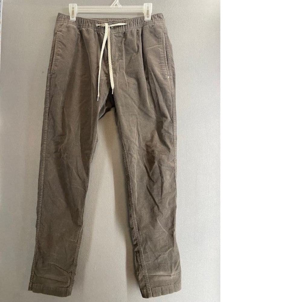 Vuori Optimist Mens MED Corduroy Drawstring Pants Gray Elastic Waist Straight